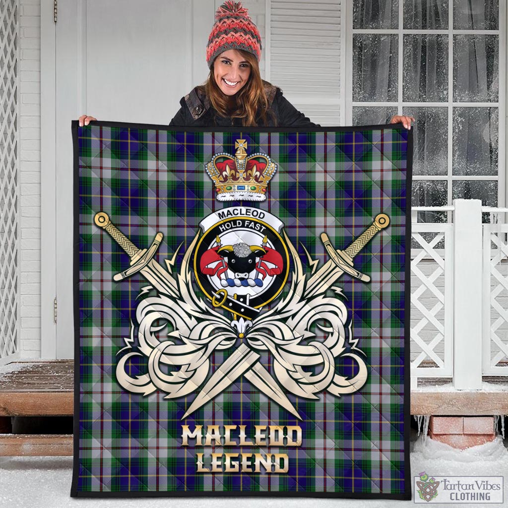 Tartan Vibes Clothing MacLeod Of Californian Tartan Quilt with Clan Crest and the Golden Sword of Courageous Legacy