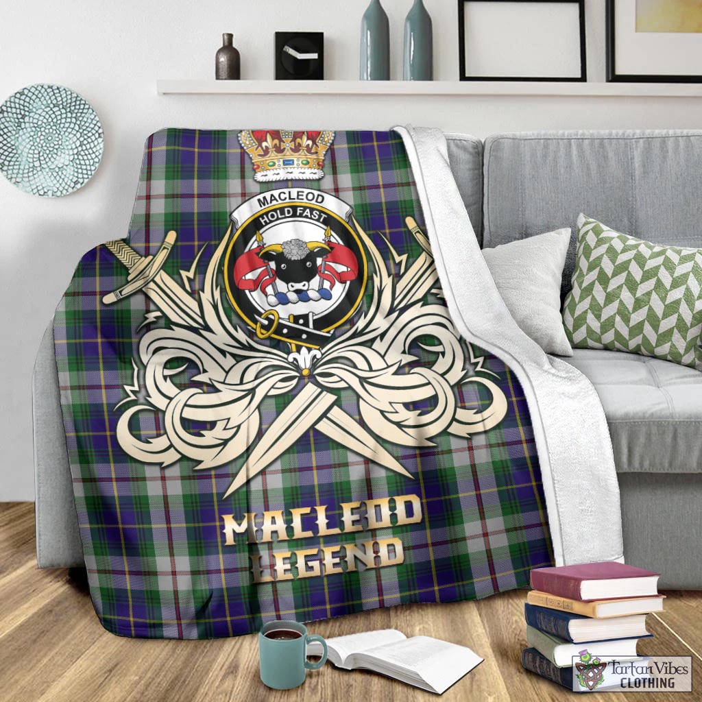 Tartan Vibes Clothing MacLeod Of Californian Tartan Blanket with Clan Crest and the Golden Sword of Courageous Legacy