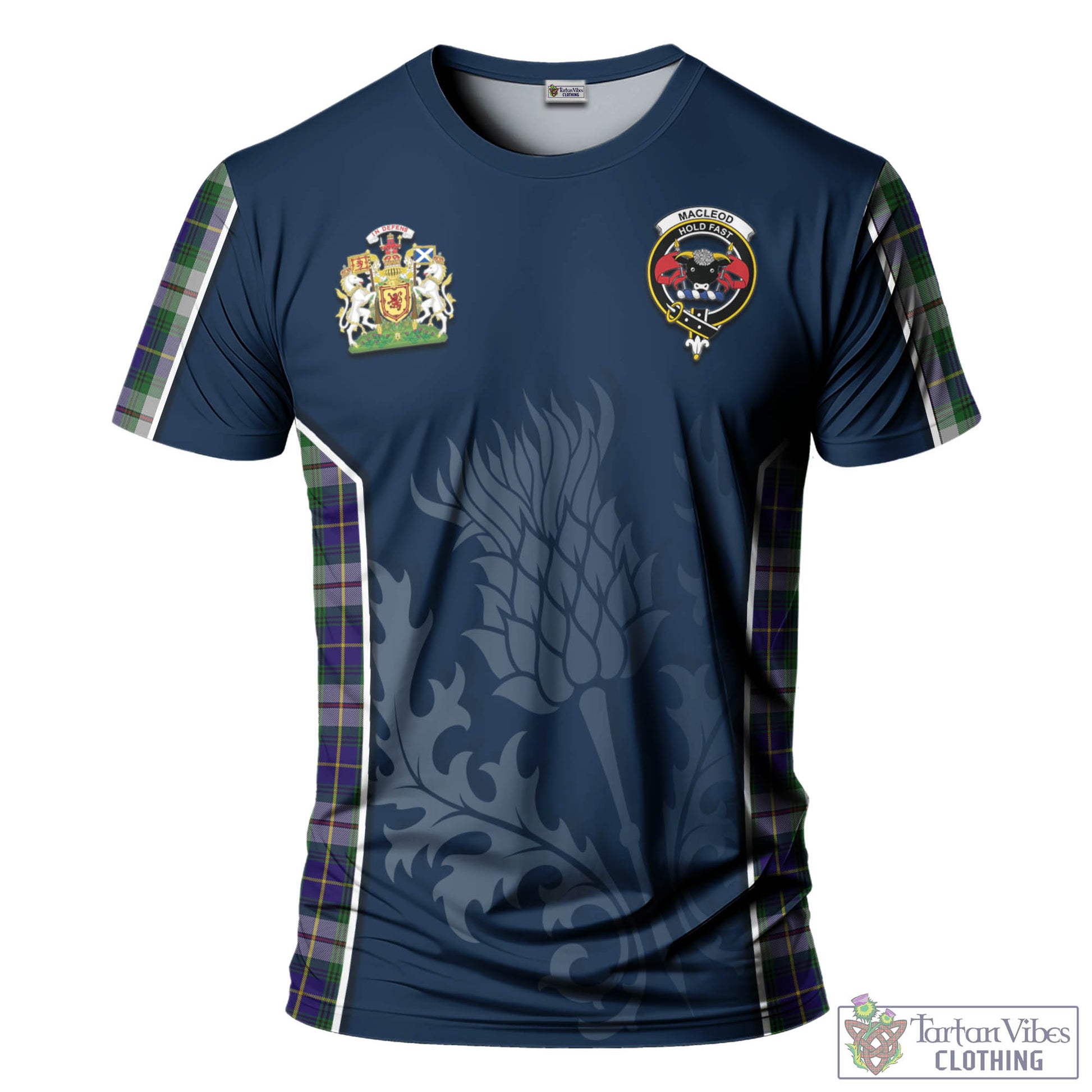 Tartan Vibes Clothing MacLeod Of Californian Tartan T-Shirt with Family Crest and Scottish Thistle Vibes Sport Style