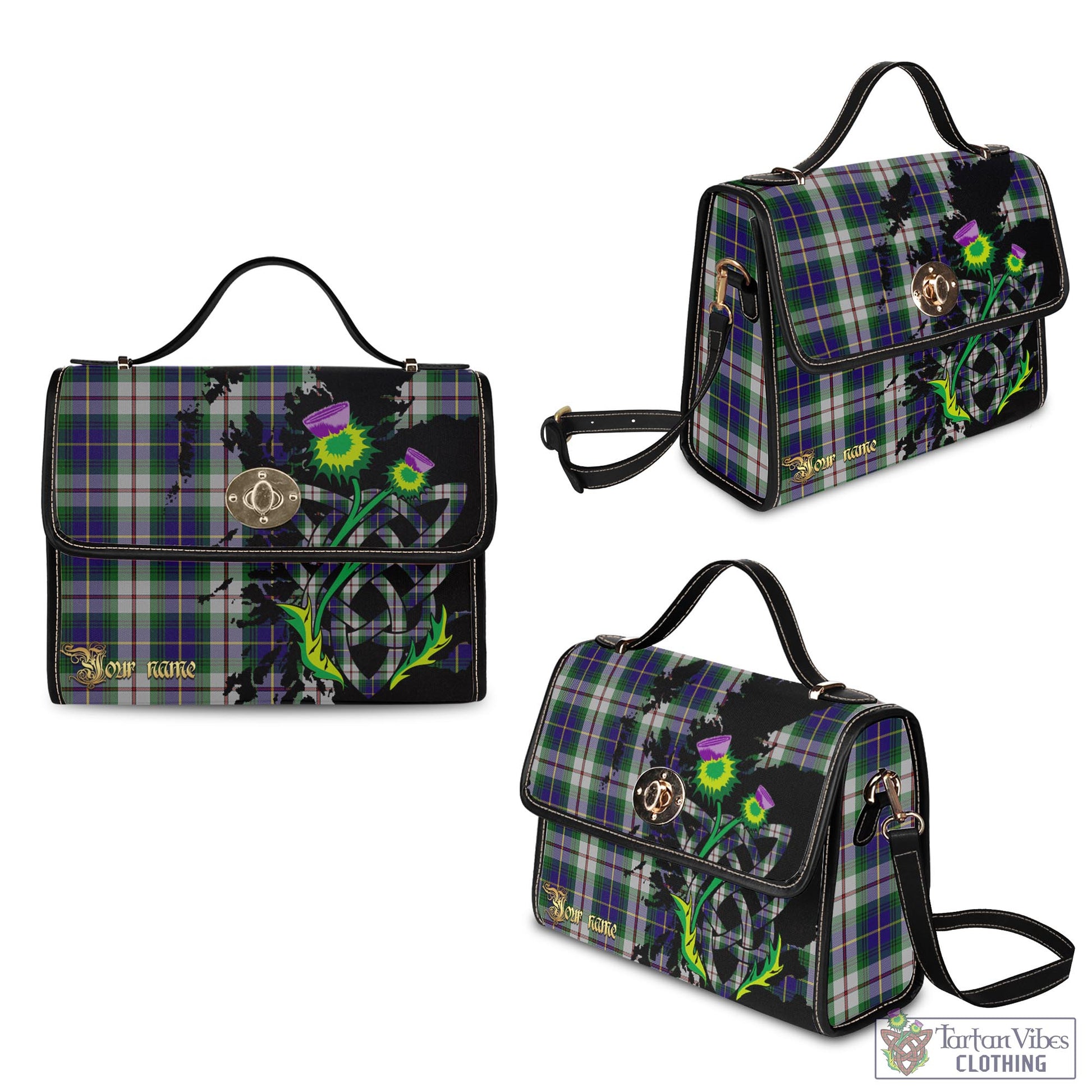 Tartan Vibes Clothing MacLeod Of Californian Tartan Waterproof Canvas Bag with Scotland Map and Thistle Celtic Accents