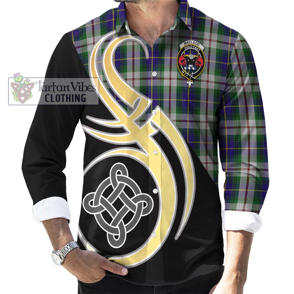 MacLeod Of Californian Tartan Long Sleeve Button Shirt with Family Crest and Celtic Symbol Style - Tartan Vibes Clothing