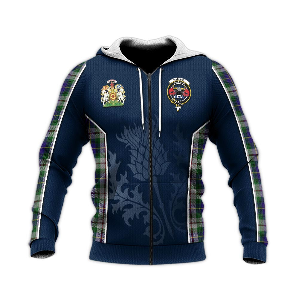 Tartan Vibes Clothing MacLeod Of Californian Tartan Knitted Hoodie with Family Crest and Scottish Thistle Vibes Sport Style