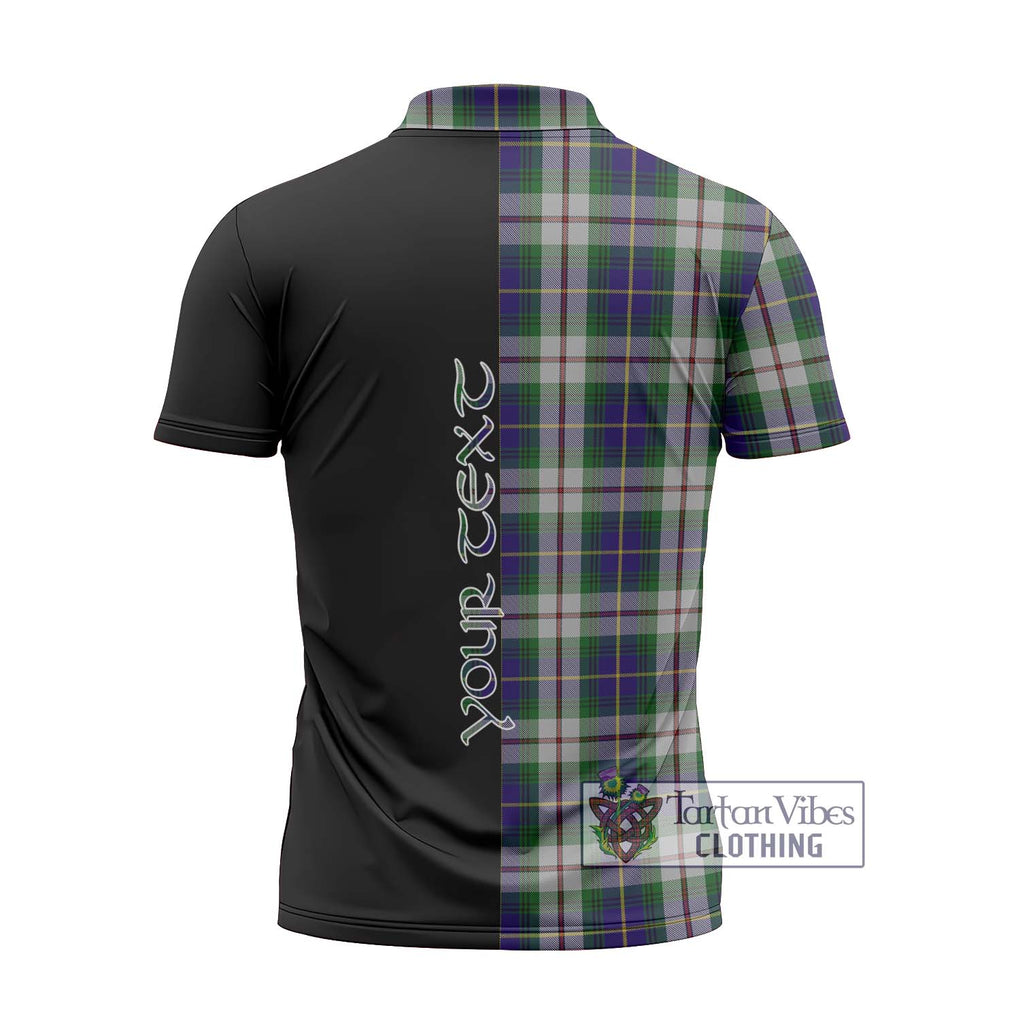 MacLeod Of Californian Tartan Zipper Polo Shirt with Family Crest and Half Of Me Style - Tartanvibesclothing Shop