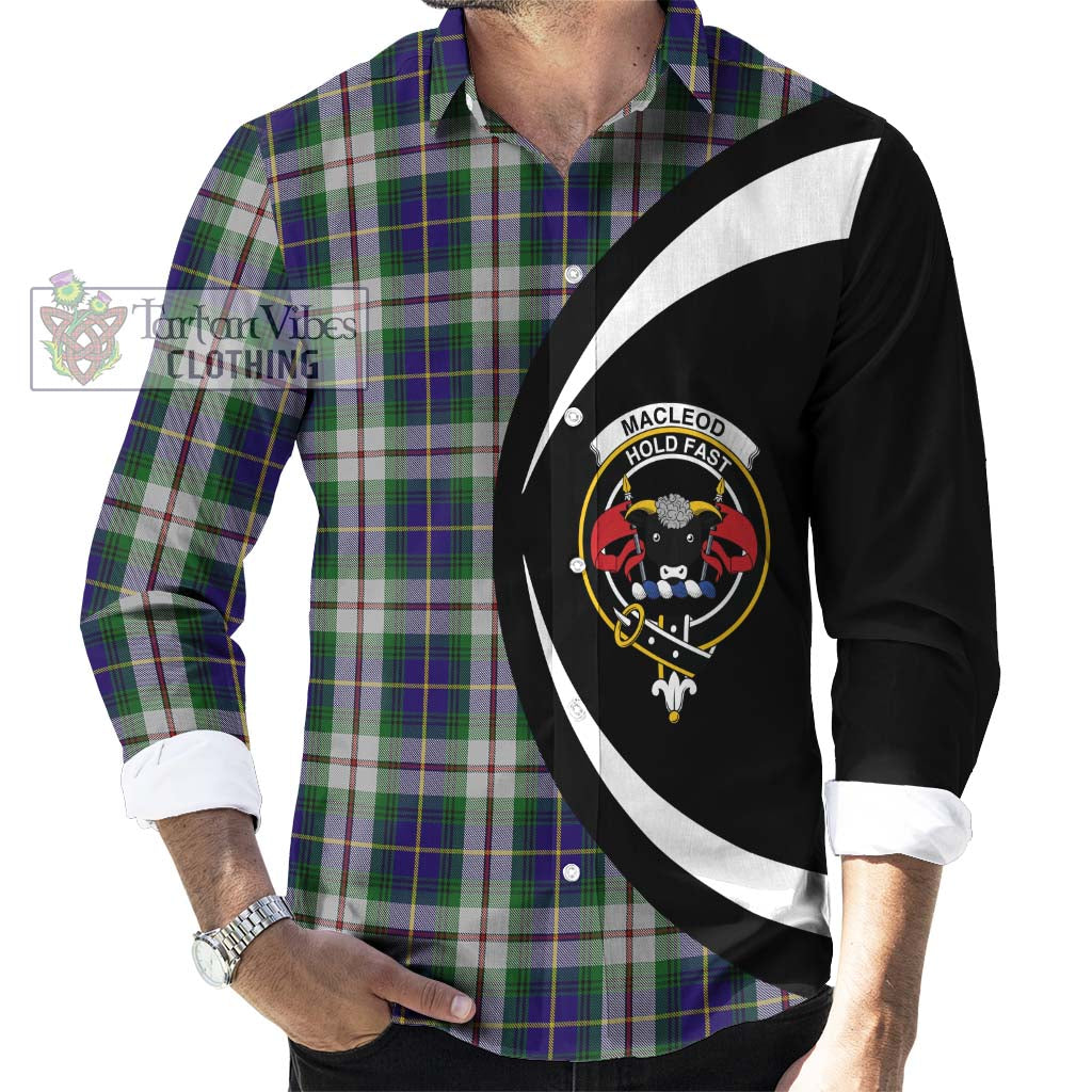 MacLeod Of Californian Tartan Long Sleeve Button Up with Family Crest Circle Style - Tartan Vibes Clothing