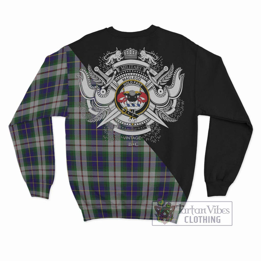 MacLeod Of Californian Tartan Sweatshirt with Family Crest and Military Logo Style - Tartanvibesclothing Shop