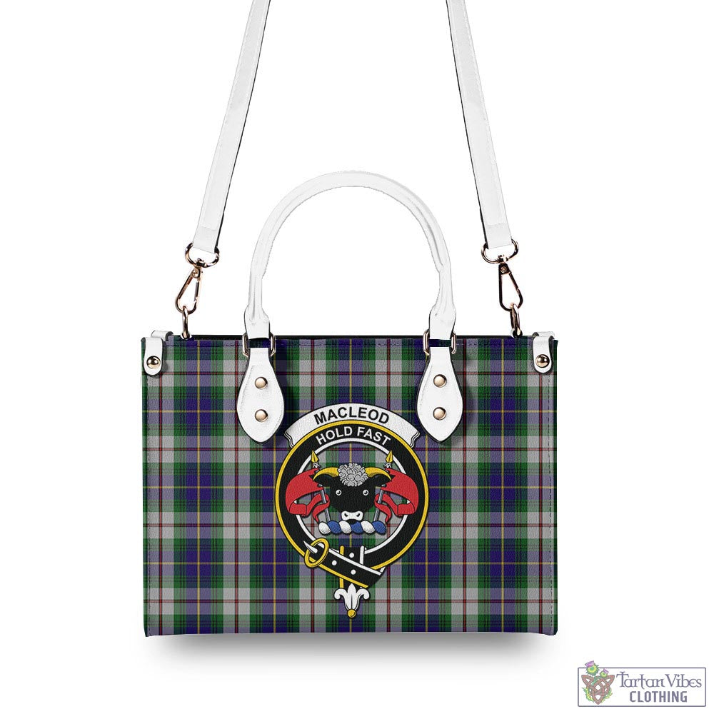 Tartan Vibes Clothing MacLeod Of Californian Tartan Luxury Leather Handbags with Family Crest