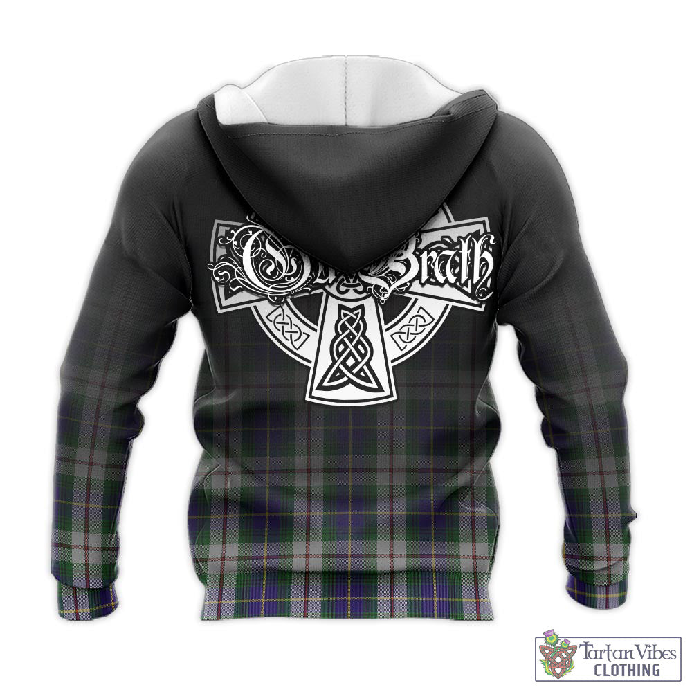 Tartan Vibes Clothing MacLeod Of Californian Tartan Knitted Hoodie Featuring Alba Gu Brath Family Crest Celtic Inspired