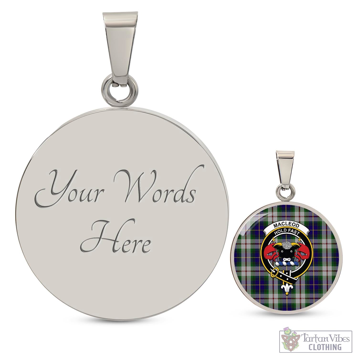 Tartan Vibes Clothing MacLeod Of Californian Tartan Circle Necklace with Family Crest