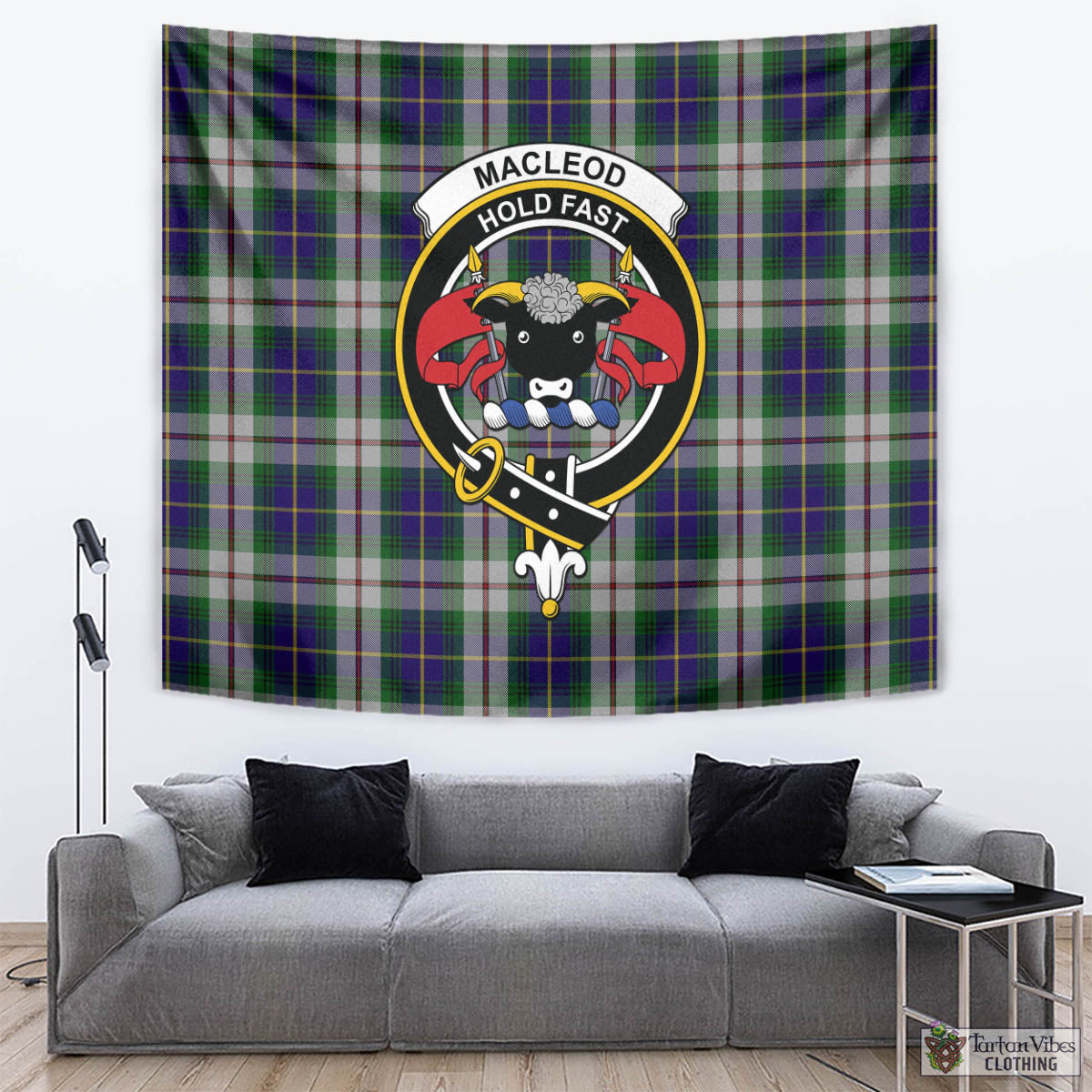 Tartan Vibes Clothing MacLeod Of Californian Tartan Tapestry Wall Hanging and Home Decor for Room with Family Crest