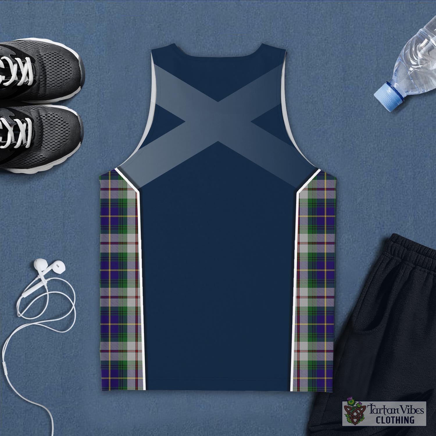 Tartan Vibes Clothing MacLeod Of Californian Tartan Men's Tanks Top with Family Crest and Scottish Thistle Vibes Sport Style