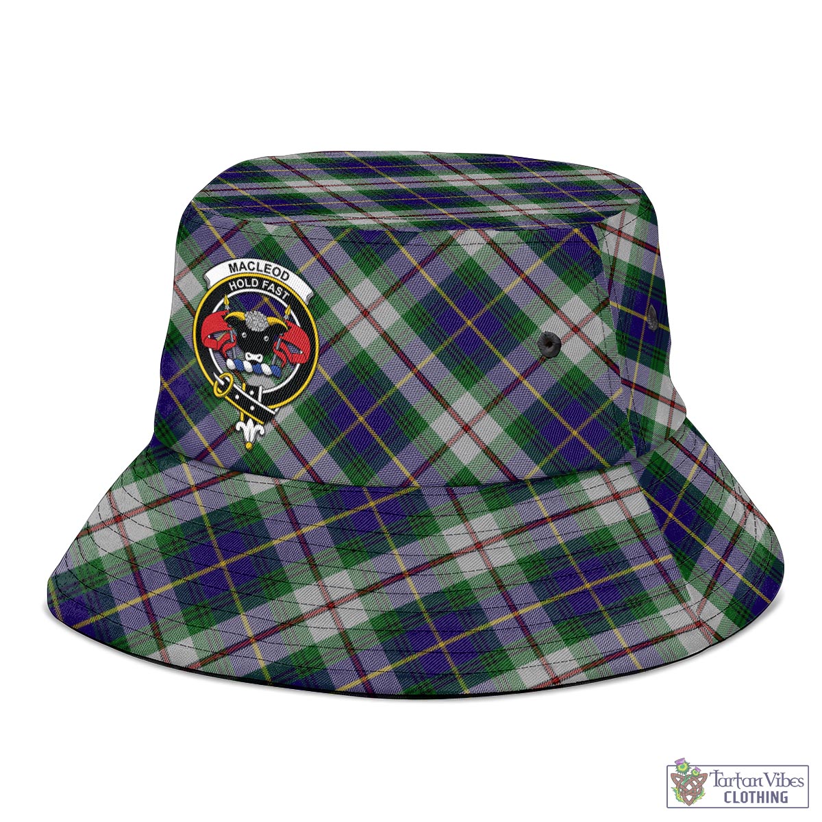 Tartan Vibes Clothing MacLeod Of Californian Tartan Bucket Hat with Family Crest