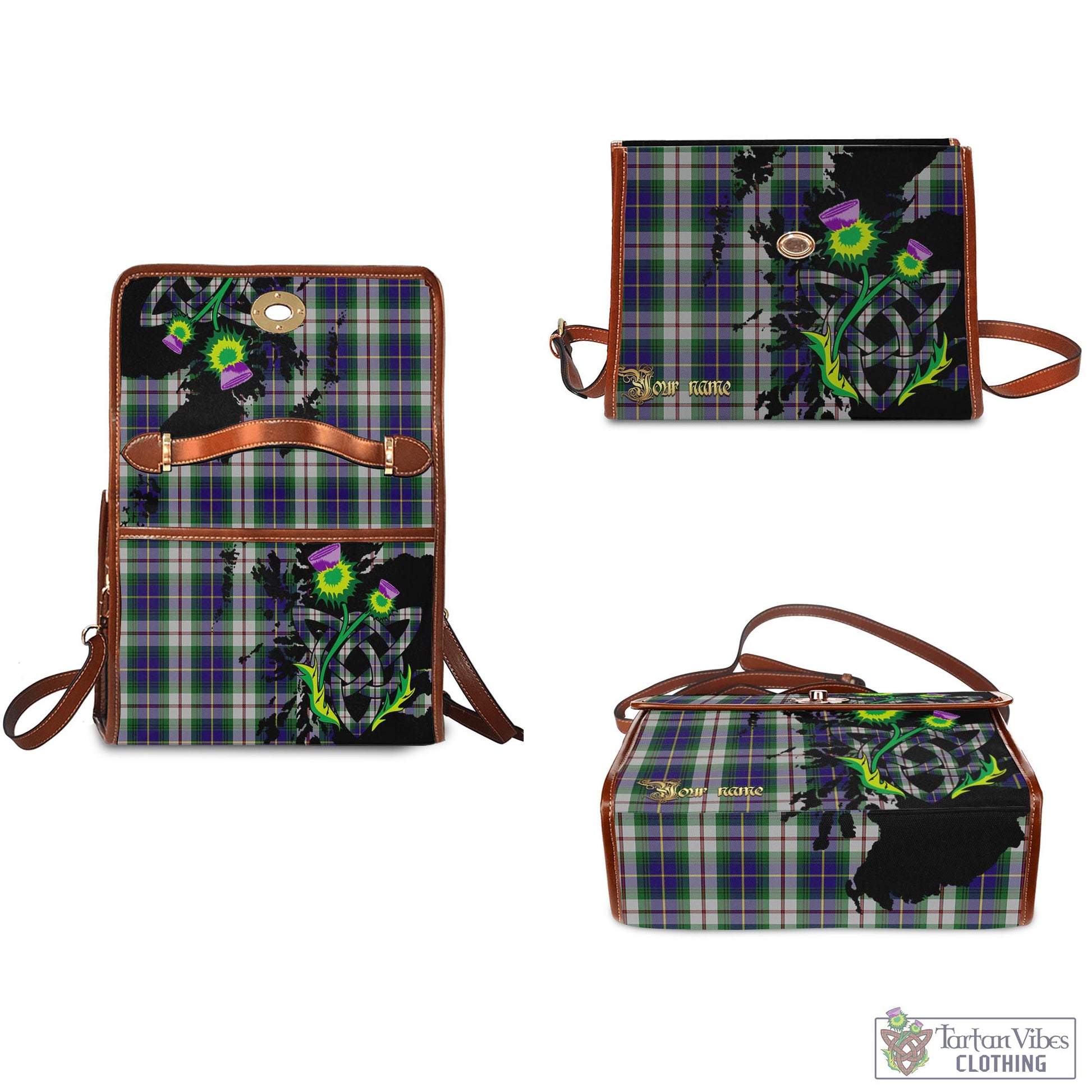 Tartan Vibes Clothing MacLeod Of Californian Tartan Waterproof Canvas Bag with Scotland Map and Thistle Celtic Accents