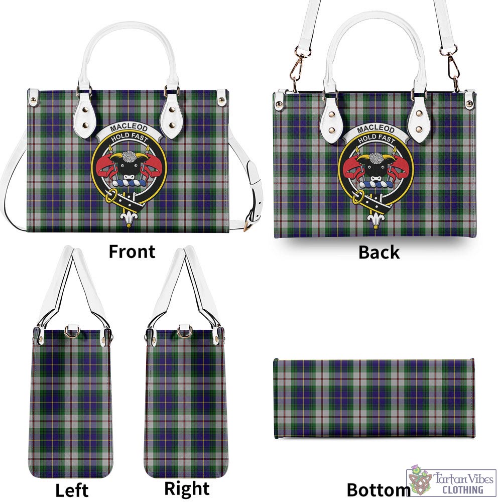 Tartan Vibes Clothing MacLeod Of Californian Tartan Luxury Leather Handbags with Family Crest