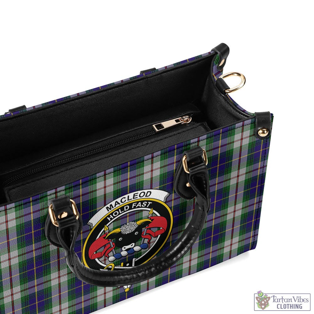 Tartan Vibes Clothing MacLeod Of Californian Tartan Luxury Leather Handbags with Family Crest