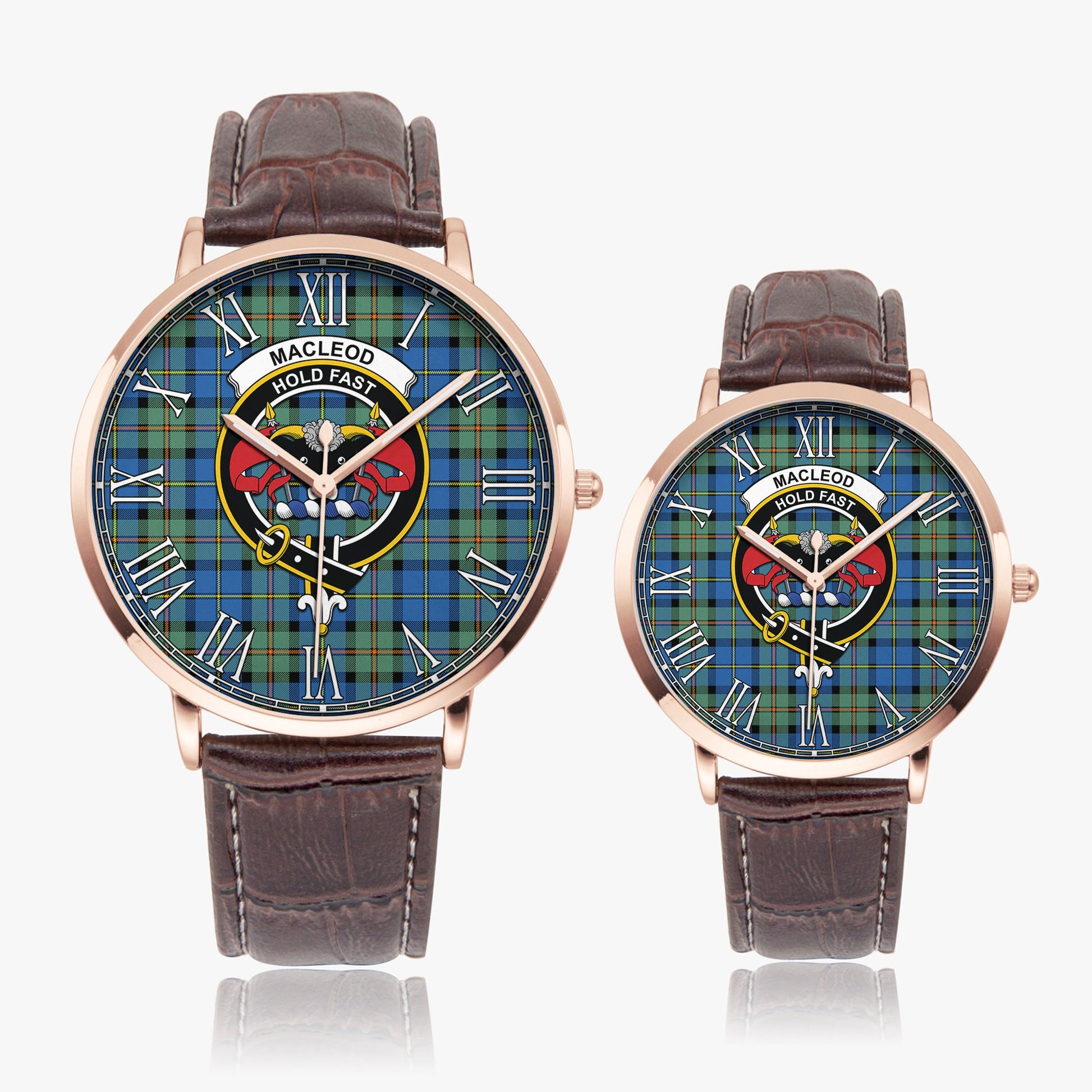 MacLeod of Harris Ancient Tartan Family Crest Leather Strap Quartz Watch - Tartanvibesclothing