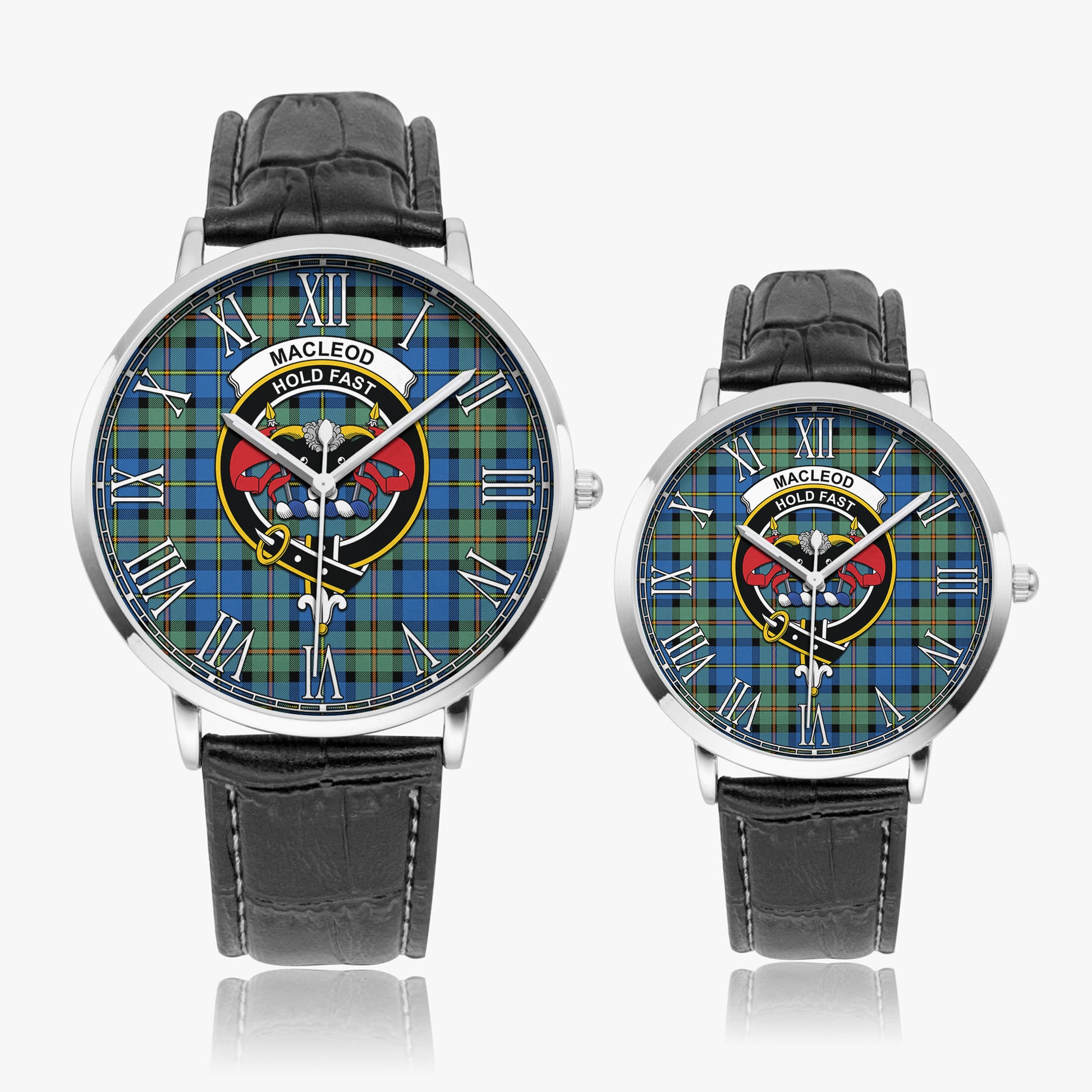 MacLeod of Harris Ancient Tartan Family Crest Leather Strap Quartz Watch - Tartanvibesclothing