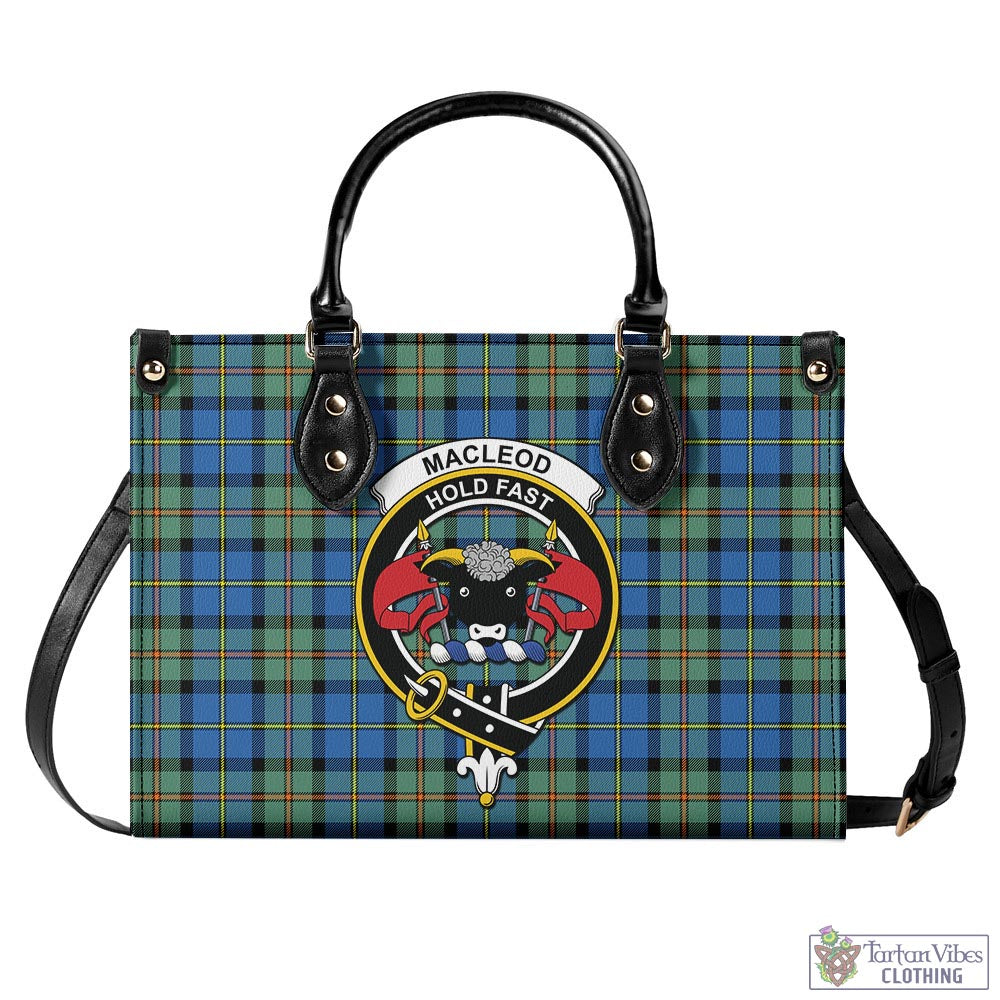 Tartan Vibes Clothing MacLeod of Harris Ancient Tartan Luxury Leather Handbags with Family Crest