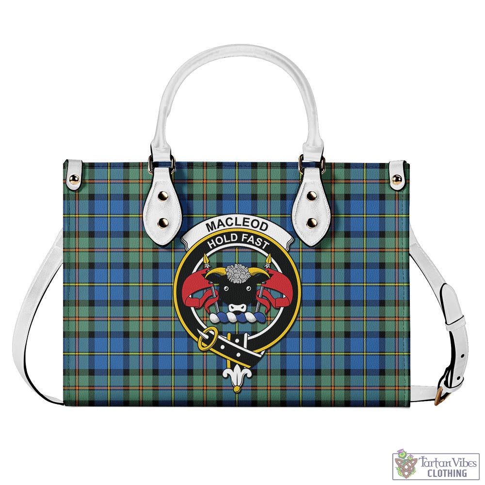 Tartan Vibes Clothing MacLeod of Harris Ancient Tartan Luxury Leather Handbags with Family Crest