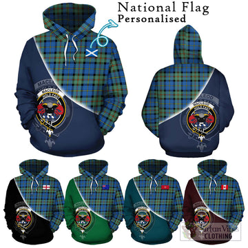 MacLeod of Harris Ancient Tartan Hoodie with Personalised National Flag and Family Crest Half Style