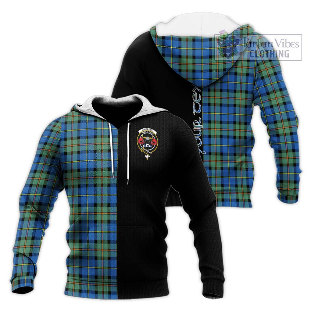 MacLeod of Harris Ancient Tartan Knitted Hoodie with Family Crest and Half Of Me Style Unisex Knitted Pullover Hoodie - Tartanvibesclothing Shop