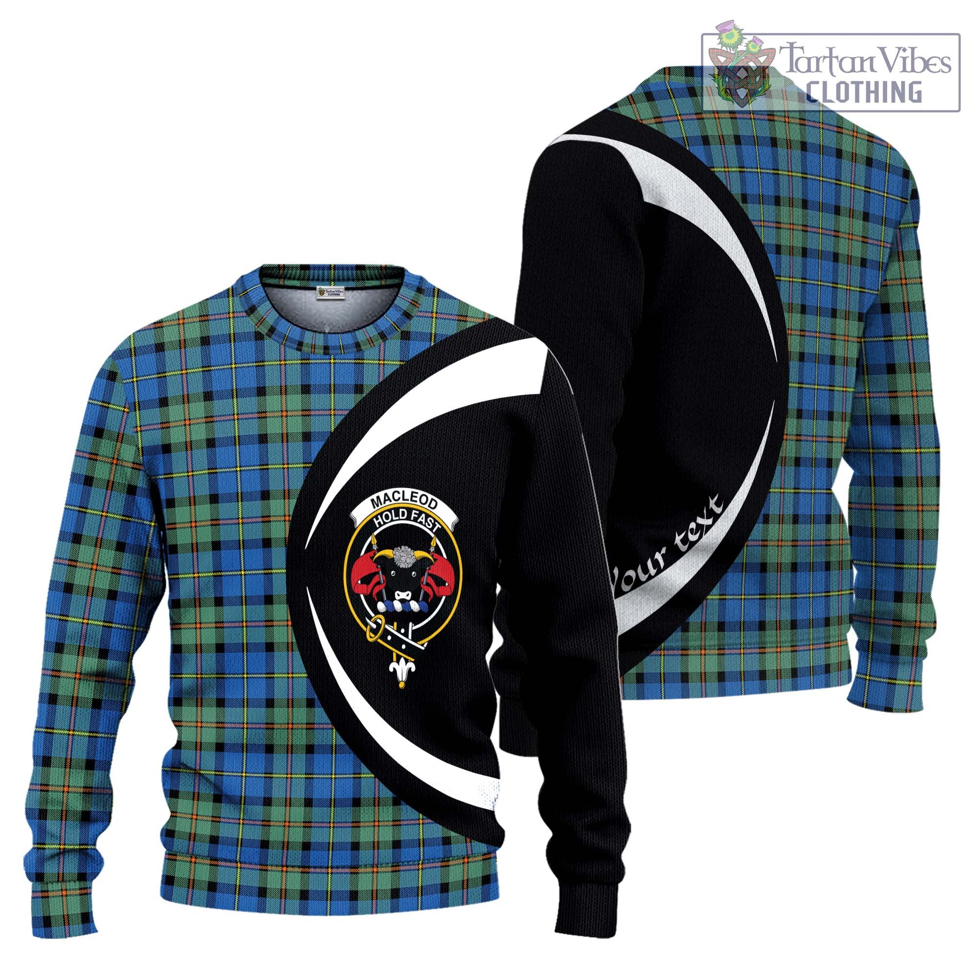 MacLeod of Harris Ancient Tartan Knitted Sweater with Family Crest Circle Style Unisex - Tartan Vibes Clothing