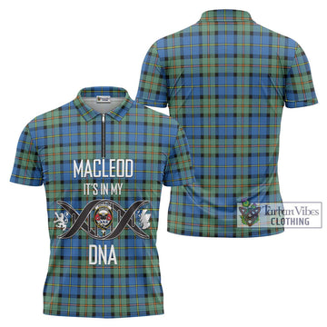 MacLeod of Harris Ancient Tartan Zipper Polo Shirt with Family Crest DNA In Me Style