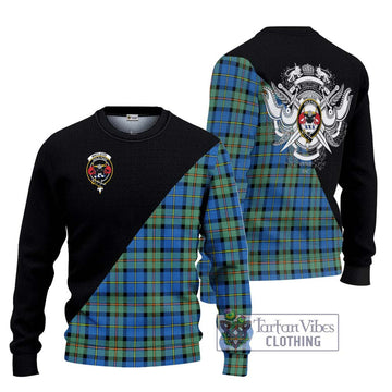 MacLeod of Harris Ancient Tartan Ugly Sweater with Family Crest and Military Logo Style