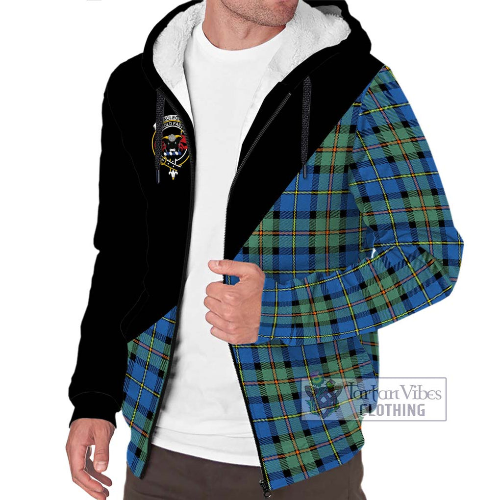 MacLeod of Harris Ancient Tartan Sherpa Hoodie with Family Crest and Military Logo Style Unisex S - Tartanvibesclothing Shop