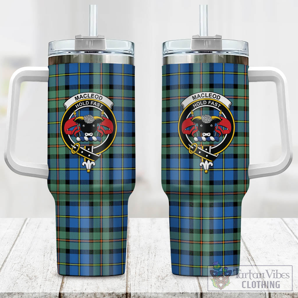 Tartan Vibes Clothing MacLeod of Harris Ancient Tartan and Family Crest Tumbler with Handle