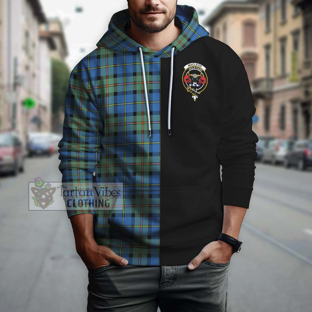 MacLeod of Harris Ancient Tartan Hoodie with Family Crest and Half Of Me Style Zip Hoodie - Tartanvibesclothing Shop