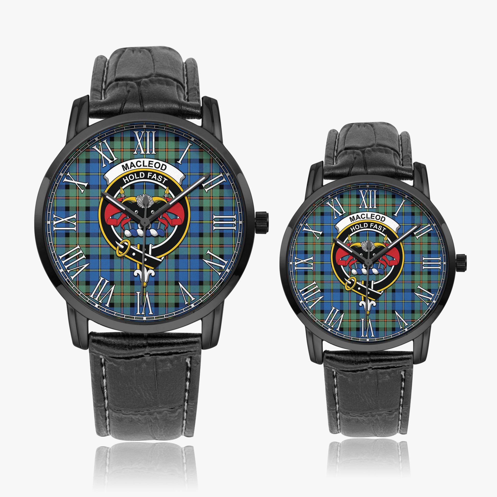 MacLeod of Harris Ancient Tartan Family Crest Leather Strap Quartz Watch - Tartanvibesclothing