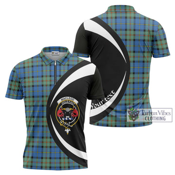 MacLeod of Harris Ancient Tartan Zipper Polo Shirt with Family Crest Circle Style