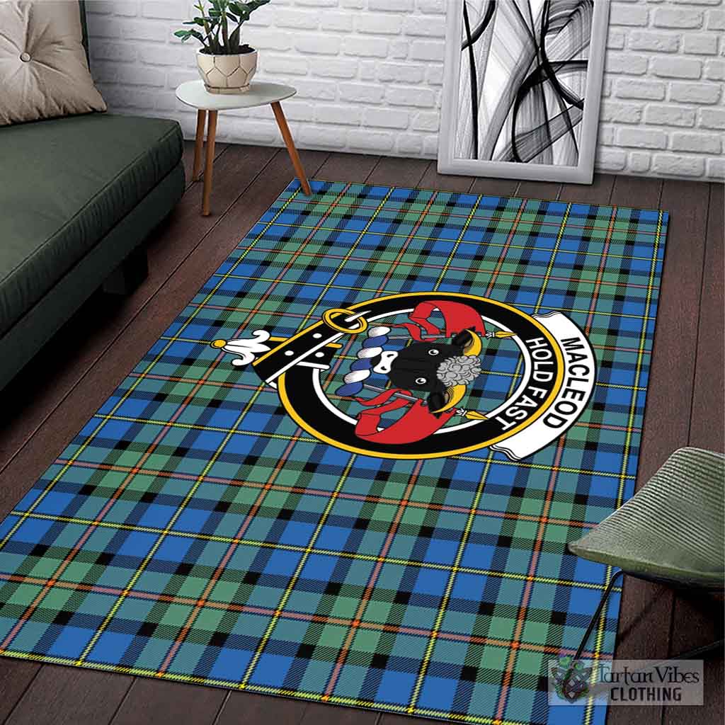 Tartan Vibes Clothing MacLeod of Harris Ancient Tartan Area Rug with Family Crest