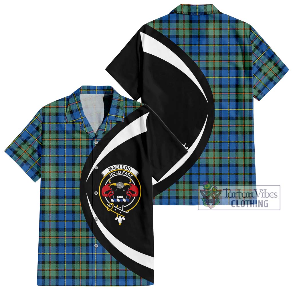 MacLeod of Harris Ancient Tartan Short Sleeve Button Up with Family Crest Circle Style Kid - Tartan Vibes Clothing