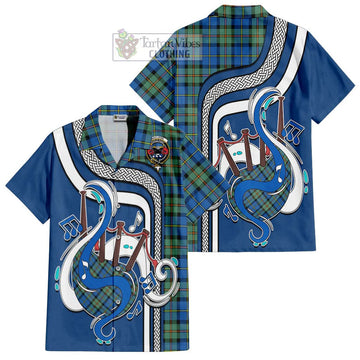 MacLeod of Harris Ancient Tartan Short Sleeve Button Shirt with Epic Bagpipe Style