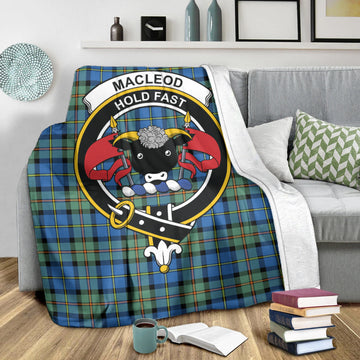 MacLeod of Harris Ancient Tartan Blanket with Family Crest