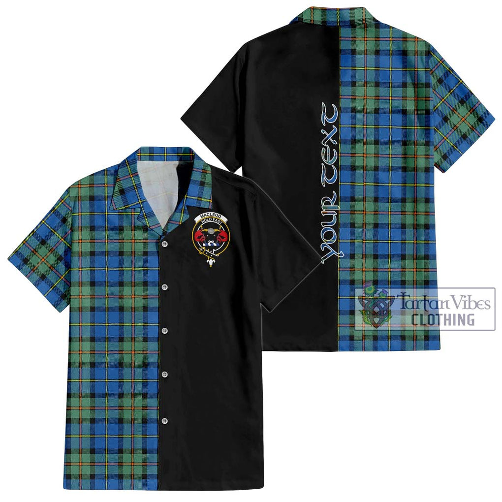 MacLeod of Harris Ancient Tartan Short Sleeve Button Shirt with Family Crest and Half Of Me Style Kid - Tartanvibesclothing Shop