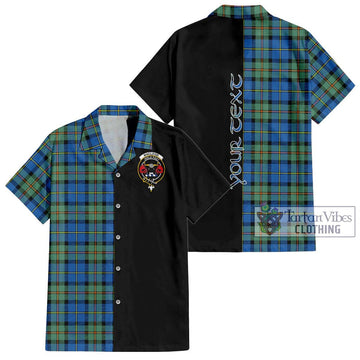 MacLeod of Harris Ancient Tartan Short Sleeve Button Shirt with Family Crest and Half Of Me Style