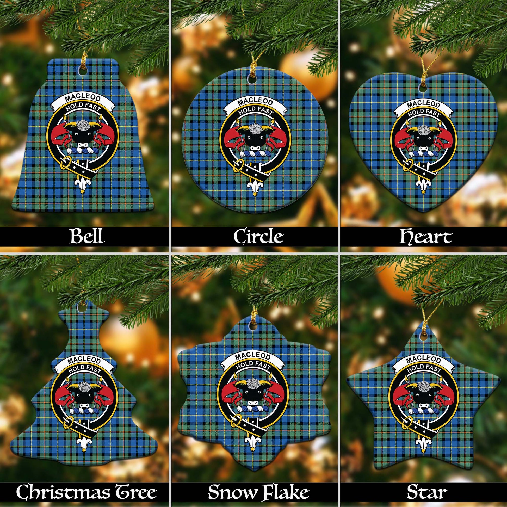 MacLeod of Harris Ancient Tartan Christmas Ornaments with Family Crest - Tartanvibesclothing