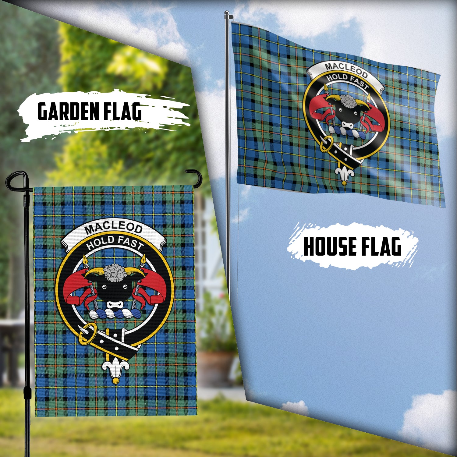 MacLeod of Harris Ancient Tartan Flag with Family Crest Garden Flag (Vertical) - Tartan Vibes Clothing