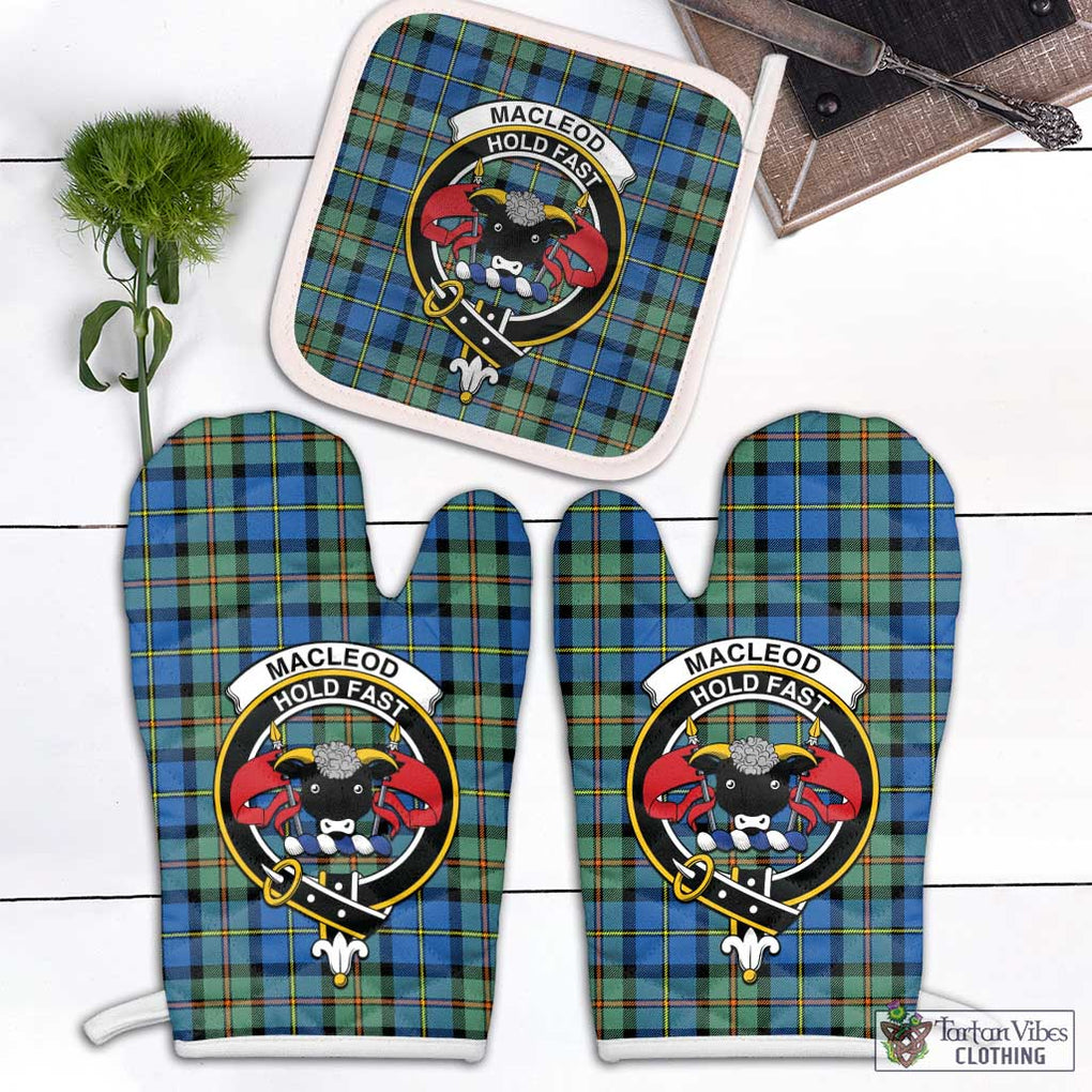 MacLeod of Harris Ancient Tartan Combo Oven Mitt & Pot-Holder with Family Crest Combo 1 Oven Mitt & 1 Pot-Holder White - Tartan Vibes Clothing