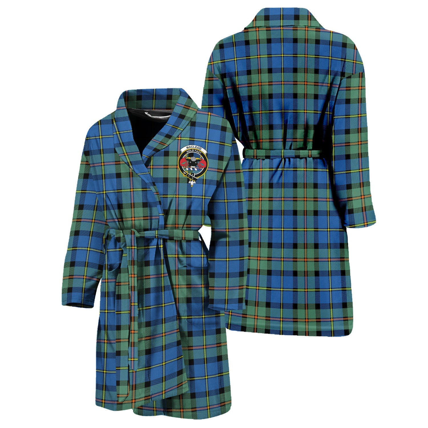 MacLeod of Harris Ancient Tartan Bathrobe with Family Crest Unisex S - Tartan Vibes Clothing