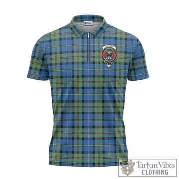 MacLeod of Harris Ancient Tartan Zipper Polo Shirt with Family Crest