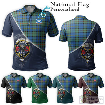 MacLeod of Harris Ancient Tartan Polo Shirt with Personalised National Flag and Family Crest Half Style