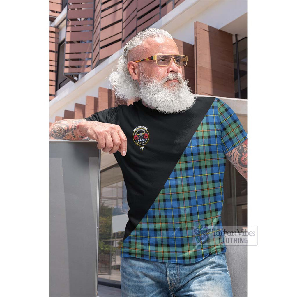 Tartan Vibes Clothing MacLeod of Harris Ancient Tartan Cotton T-shirt with Family Crest and Military Logo Style