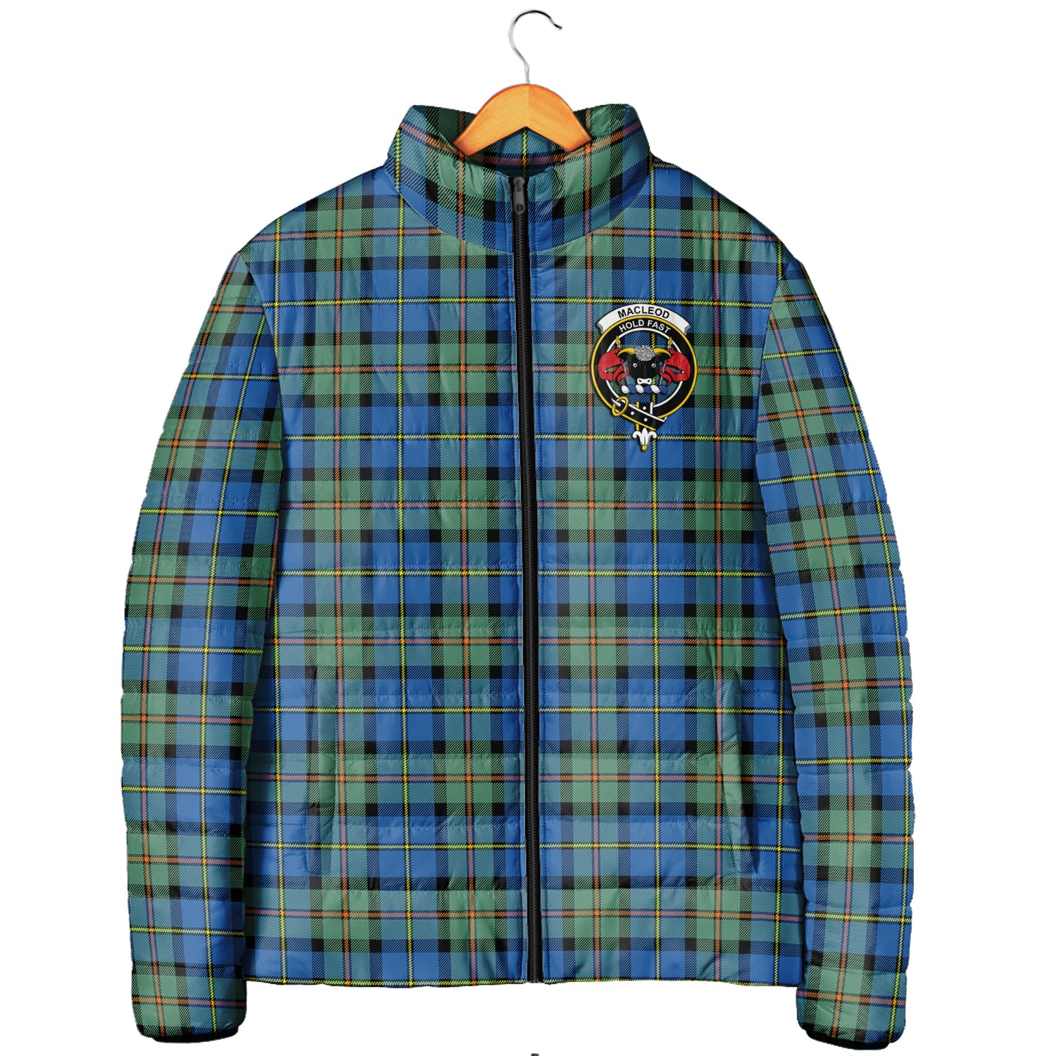 MacLeod of Harris Ancient Tartan Padded Jacket with Family Crest Men's Padded Jacket - Tartan Vibes Clothing