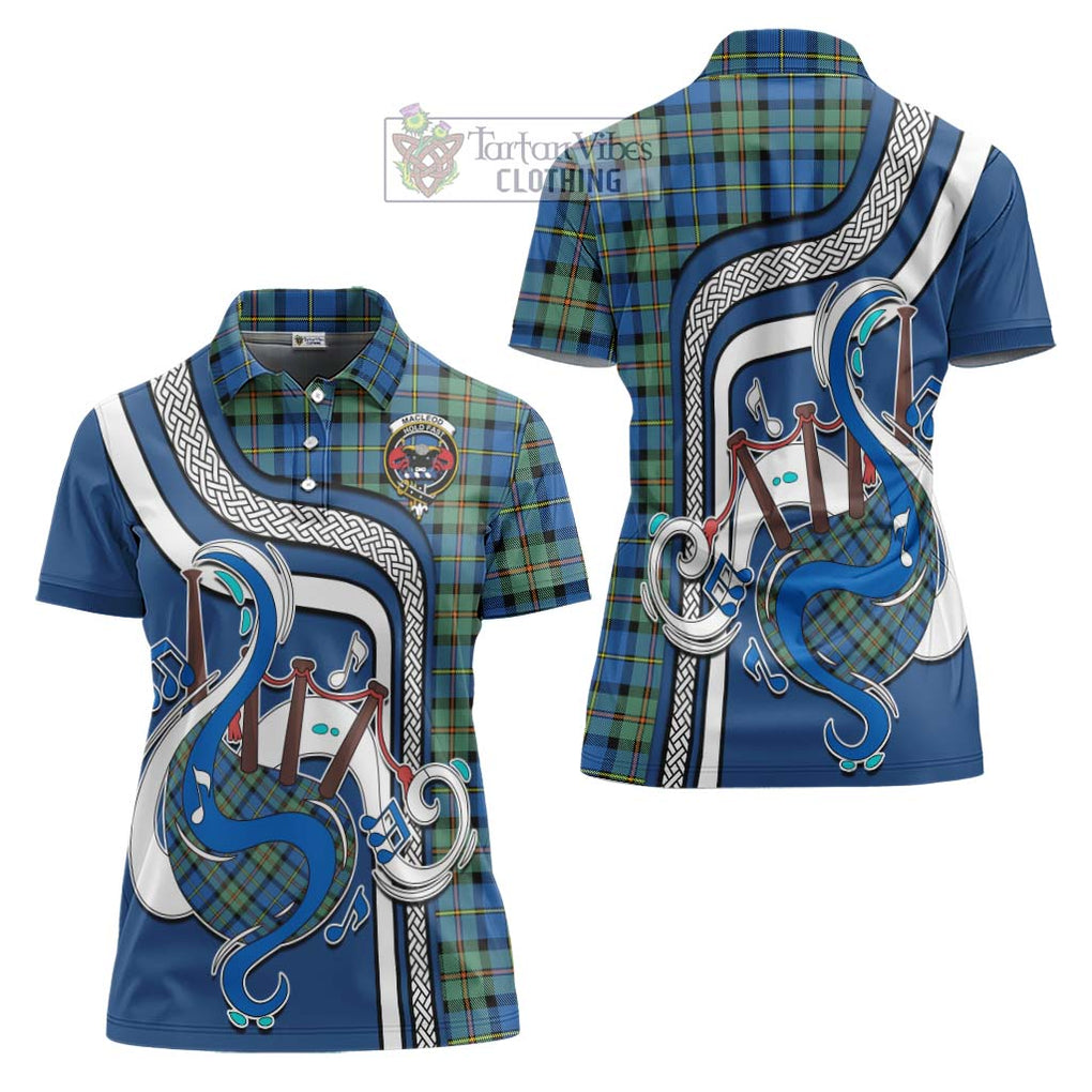 MacLeod of Harris Ancient Tartan Women's Polo Shirt with Epic Bagpipe Style Women - Tartanvibesclothing Shop