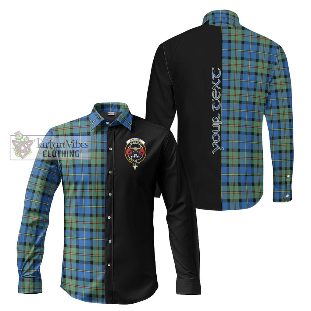 MacLeod of Harris Ancient Tartan Long Sleeve Button Shirt with Family Crest and Half Of Me Style Men's Shirt S - Tartanvibesclothing Shop