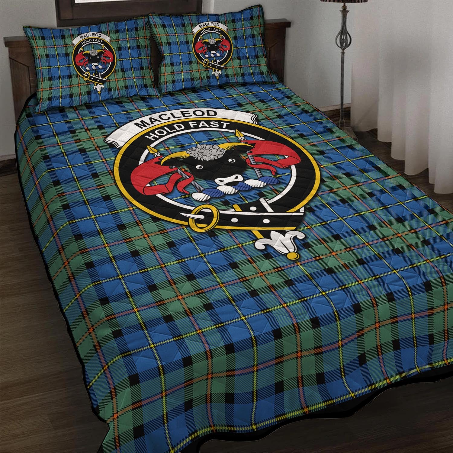 MacLeod of Harris Ancient Tartan Quilt Bed Set with Family Crest - Tartan Vibes Clothing