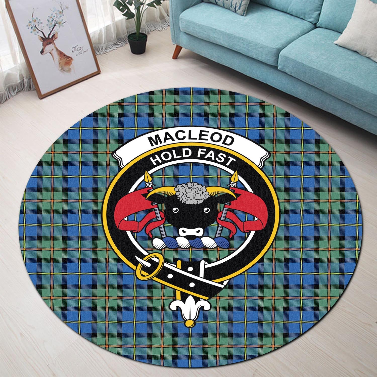 macleod-of-harris-ancient-tartan-round-rug-with-family-crest